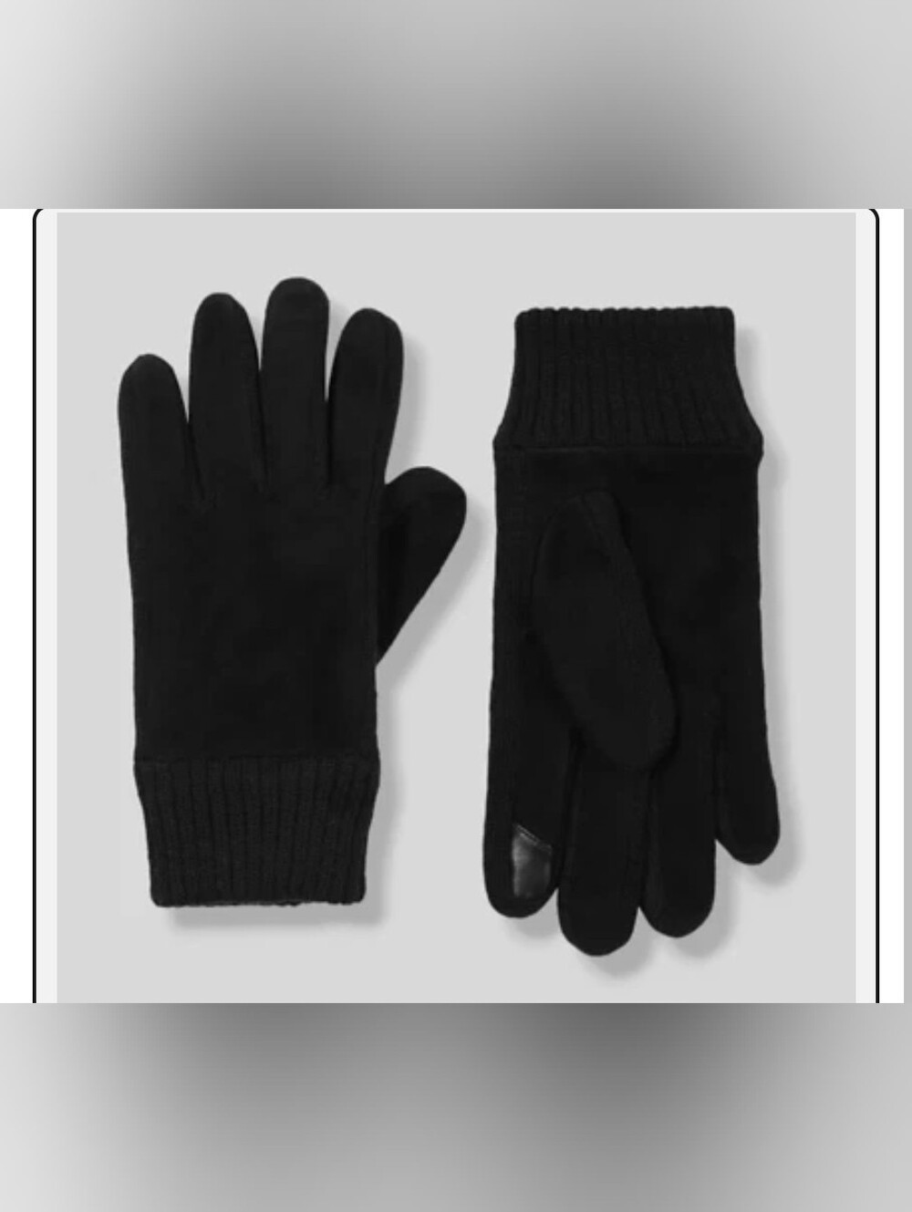 Calvin Klein Men's Black Solid Knit Cuff Touchscreen Gloves